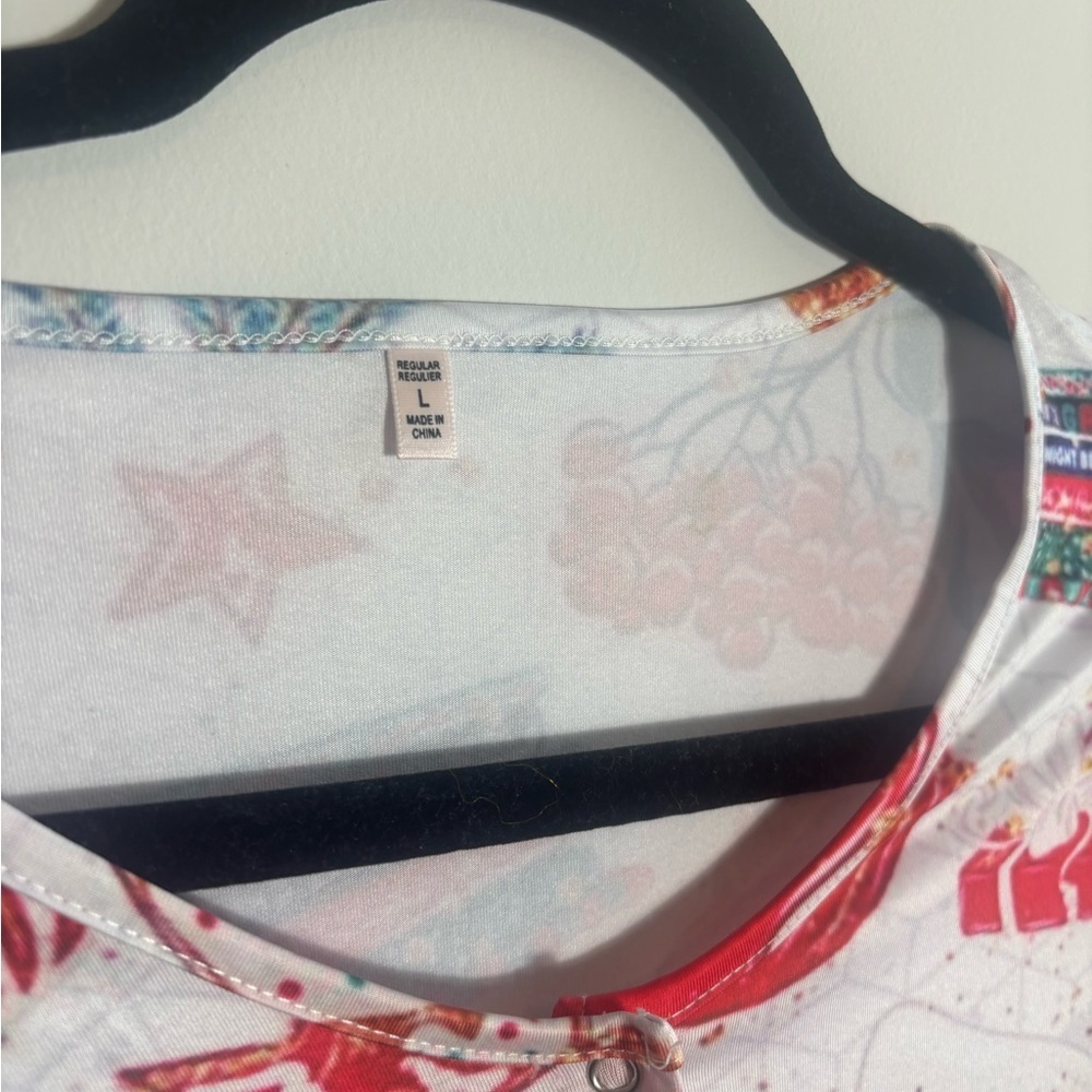 Women’s Christmas Pajama Romper – Long Sleeve, Henley Style, NWOT - Picture 5 of 5